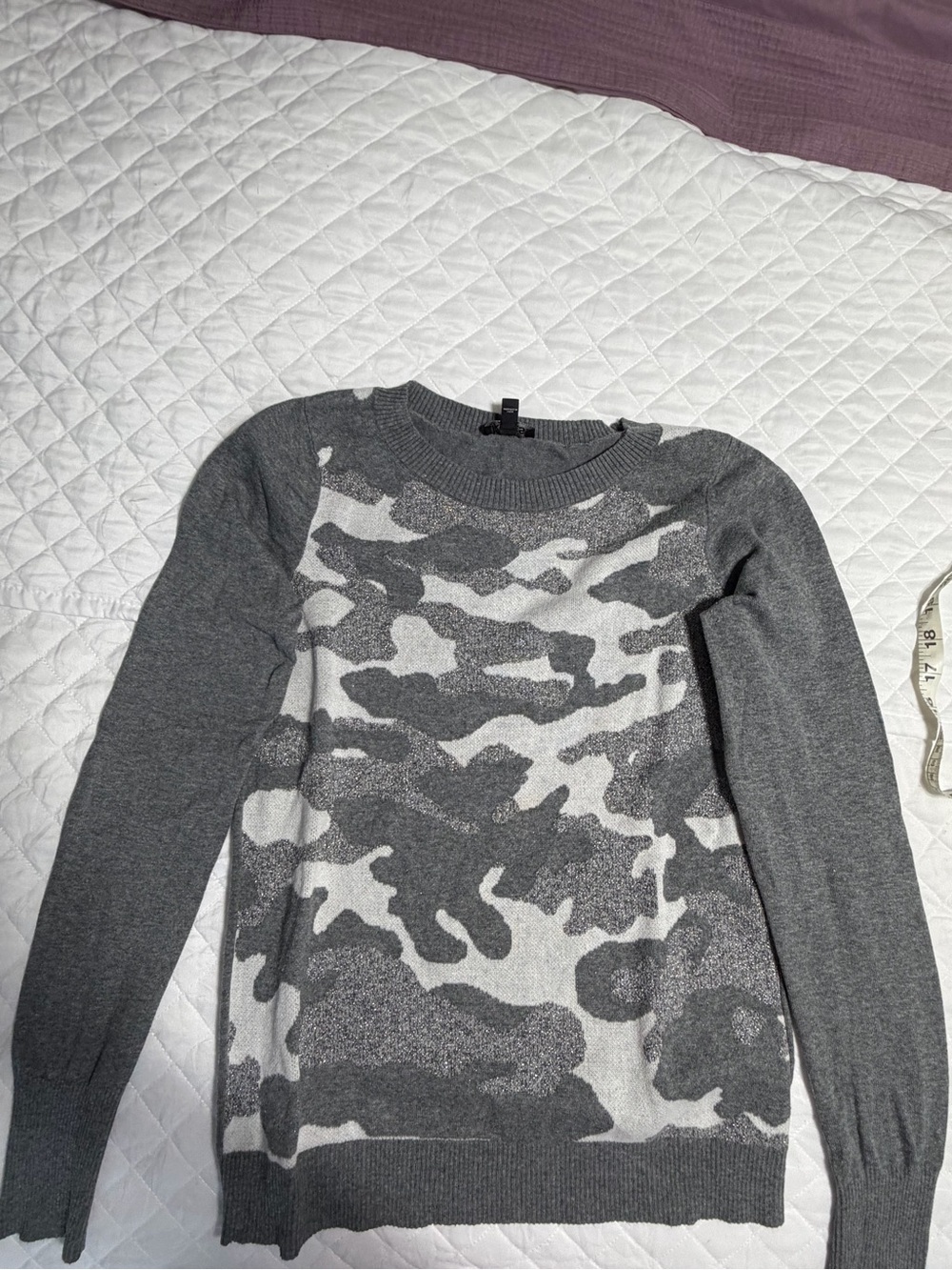 Express Gray Camouflage Crewneck Sweater